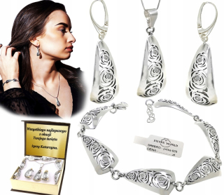 NÁDHERNÁ SÚPRAVA STRIEBORNÝCH ŠPERKOV 925. SWAROVSKI kamienky + GRAVÍRA